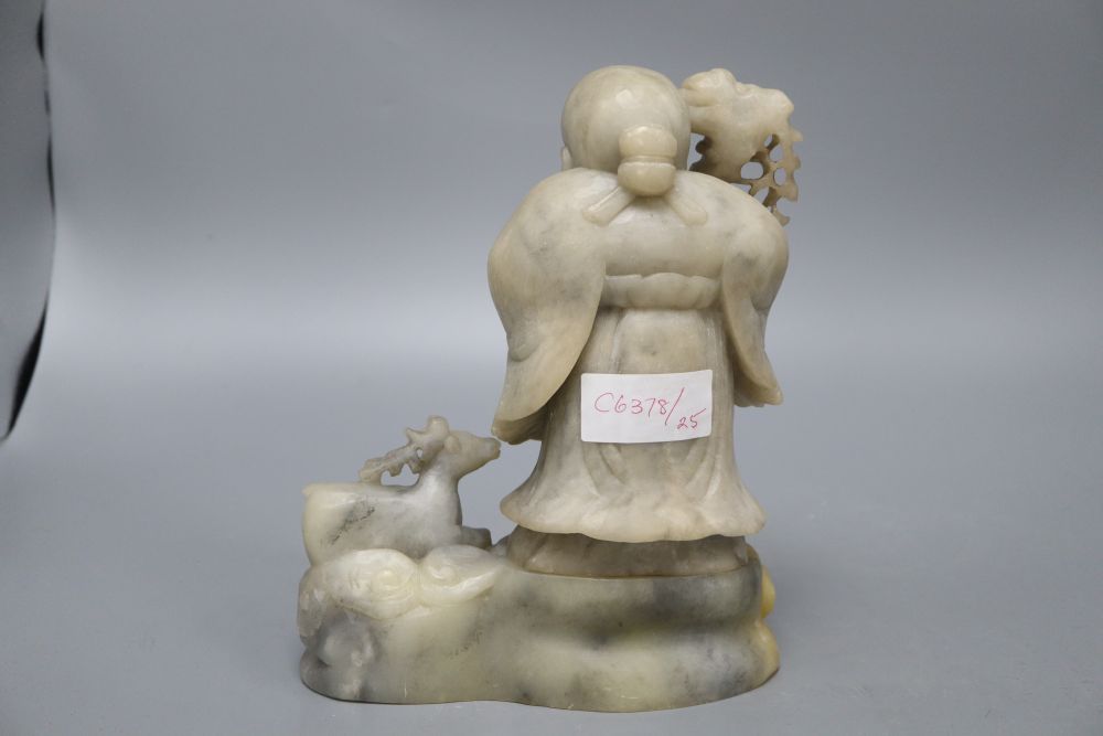 A Chinese carved soapstone figure of a sage, height 23cm